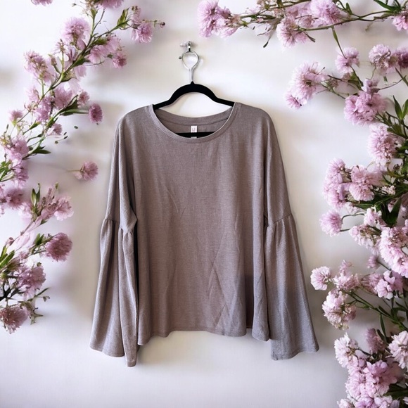 NWT Xhilaration Mauve-Taupe Waffle Knit Top with Bell Sleeve - Picture 11 of 12
